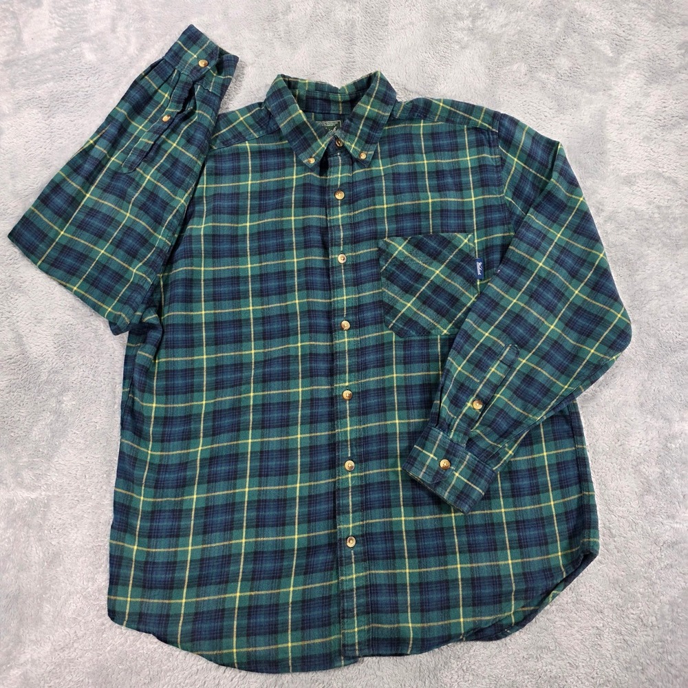 Woolrich Plaid Flannel Button Down Shirt Green Large Mens Heritage